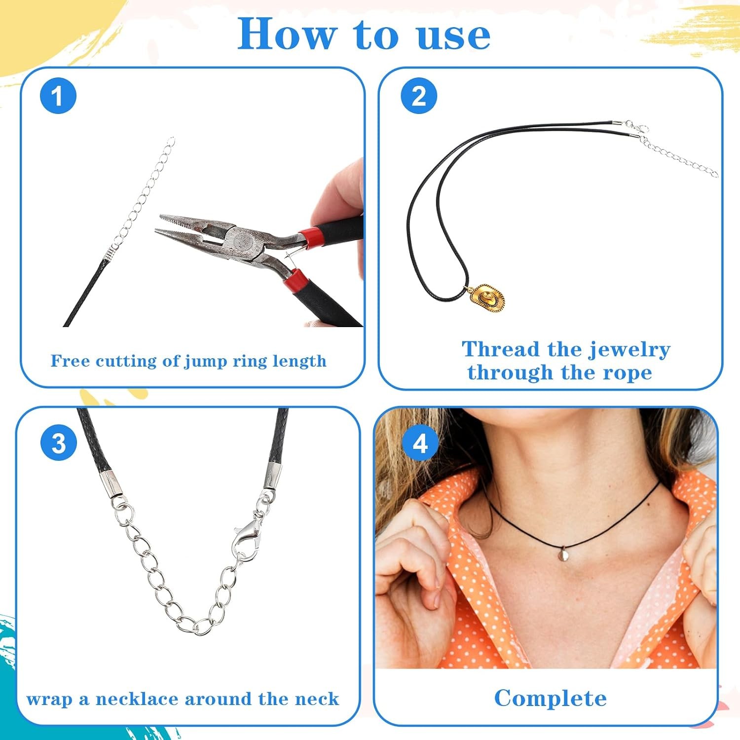 Black Leather Waxed Rope Cord Necklace Clasp 30PCS Leather Cord Necklace Set