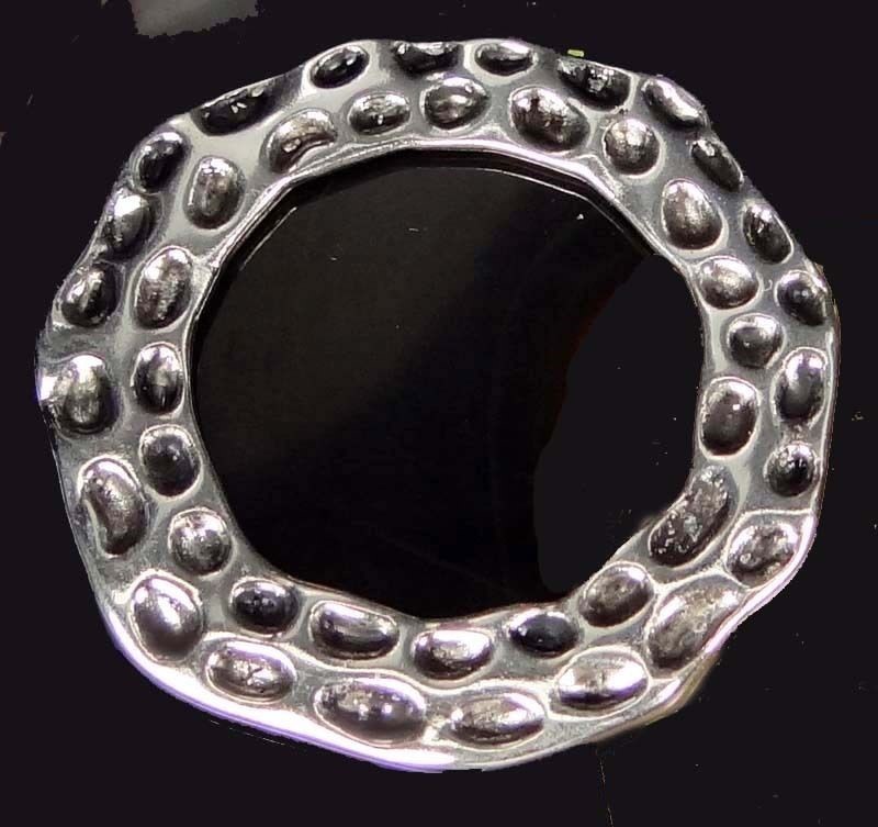 Antique Silver Pewter Hammered Oval Large Ring 45mm