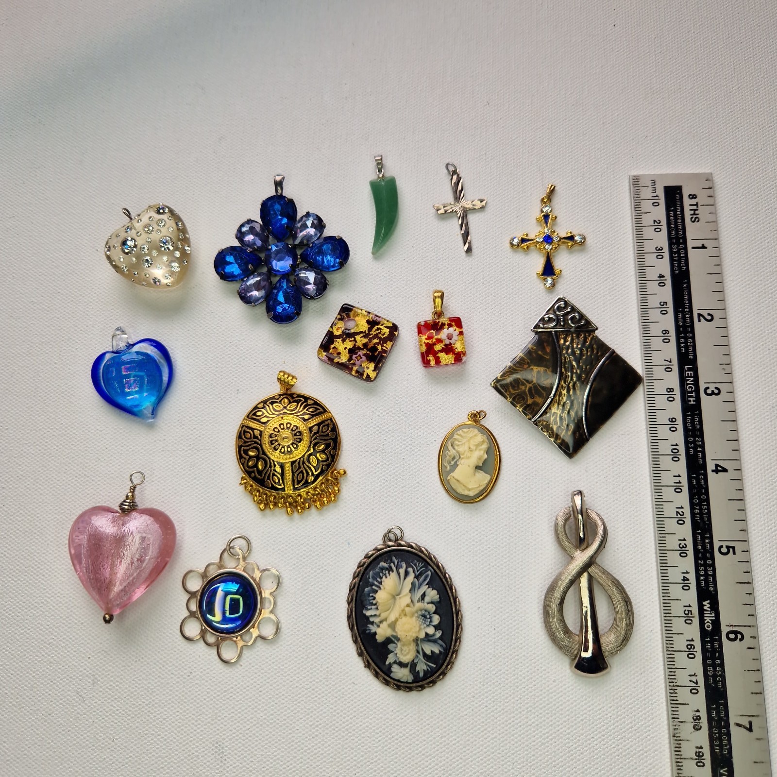 Pendant Job Lot Of 15 Murano Fused Glass Enamel Mixed Bundle Vintage Modern