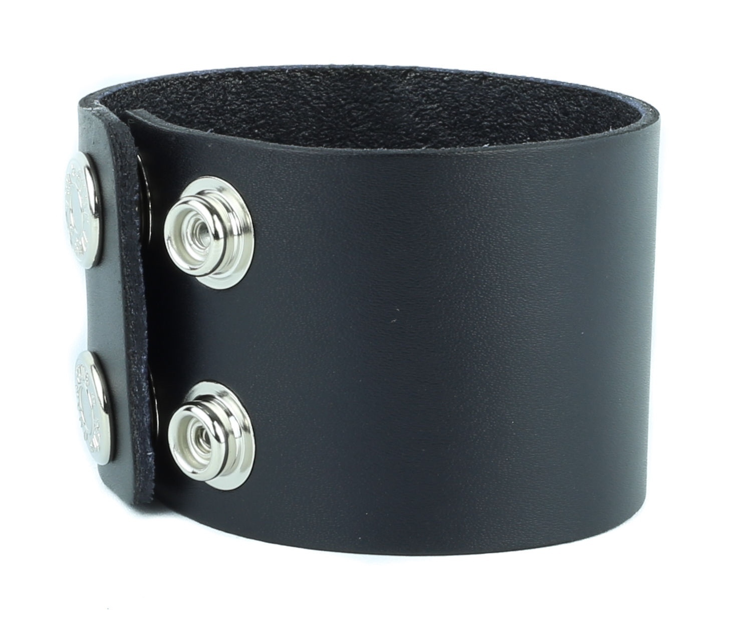 Plain Genuine Cowhide Leather Bracelet With Snap 4mm Thick 3/4″ to 2 1/2″ Wide