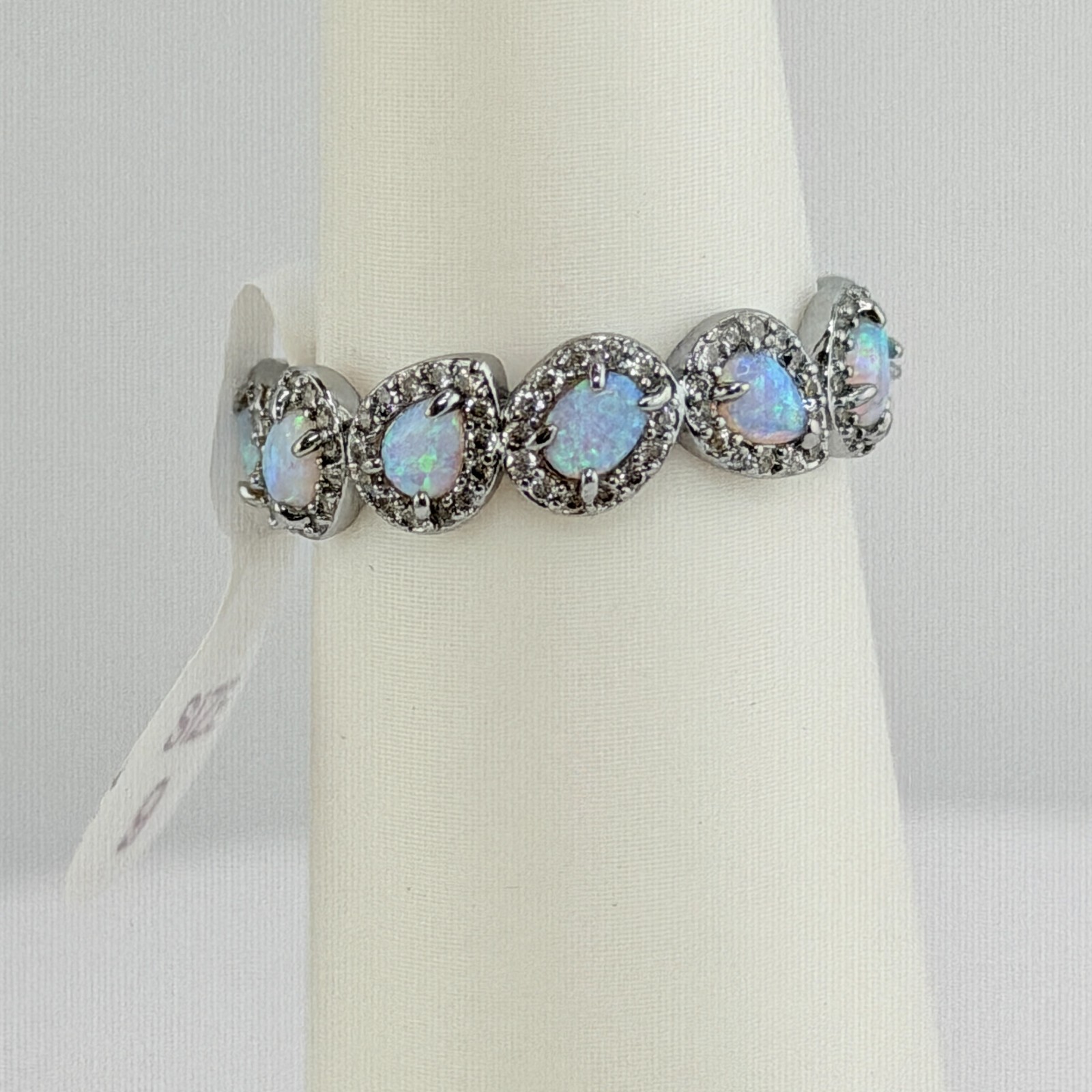 Bomb Party Sz 9 “Happiness In Sparkle” Frosted Fire Opal on Hematite RBP8290