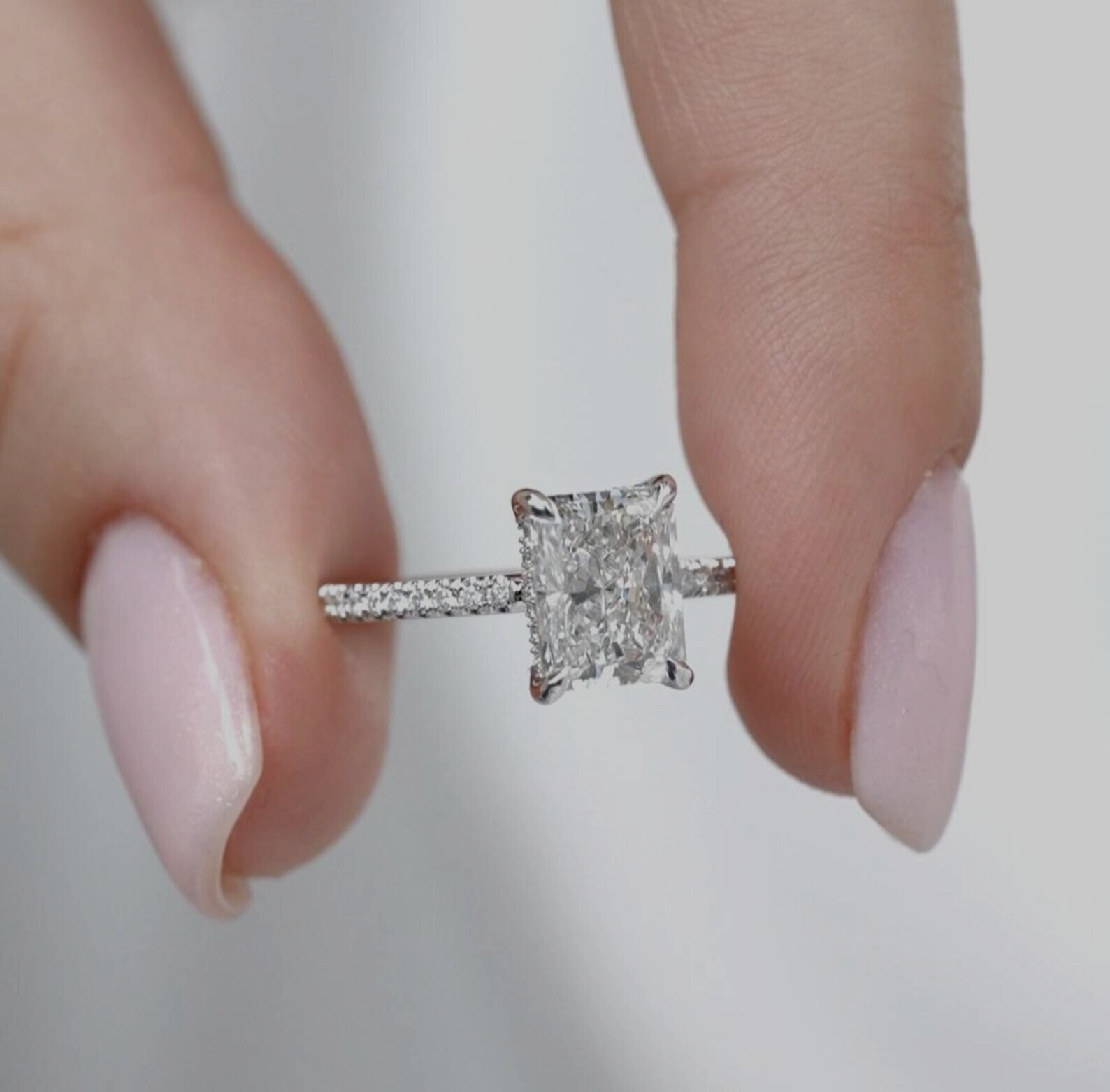 2Ct Radiant Cut Simulated Diamond Prong Engagement Ring In 14k White Gold Plated