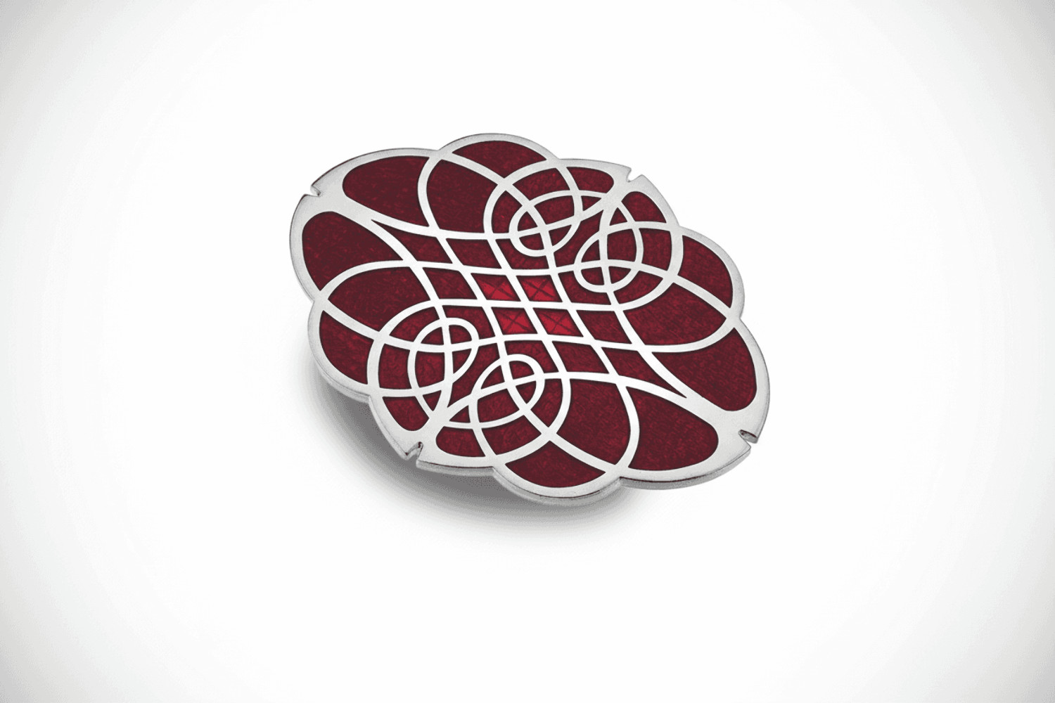 Celtic Oval Knot Brooch Red Silver Plated Brand New Gift Packaging