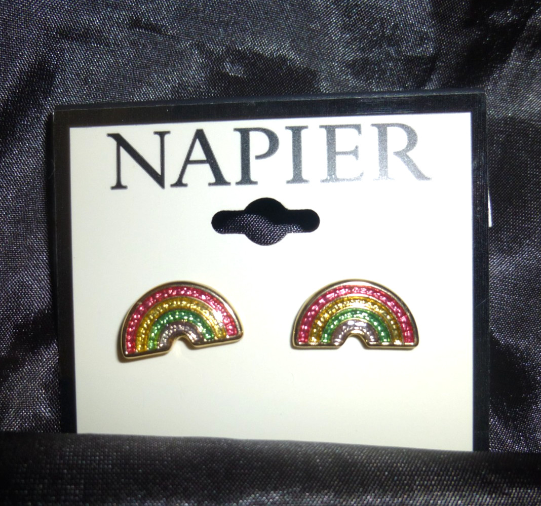 RAINBOW MULTI COLORS GOLD STUDS EARRINGS