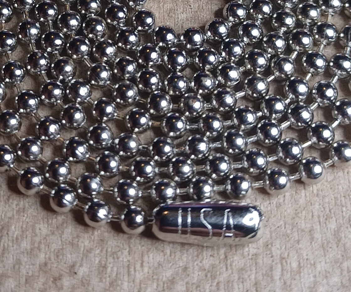 27″ 2.4mm Nickel Plated Steel Ball Bead Stylish Military Dog Tag Chain MadeInUSA