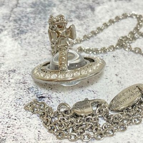 Vivienne Westwood Tiny ORB Rhinestone Necklace Silver Pendant Outlet authentic