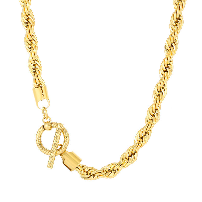 Punk Gold Stainless Steel Singapore Twist Rope Necklace For Women Mens 8mm 22”