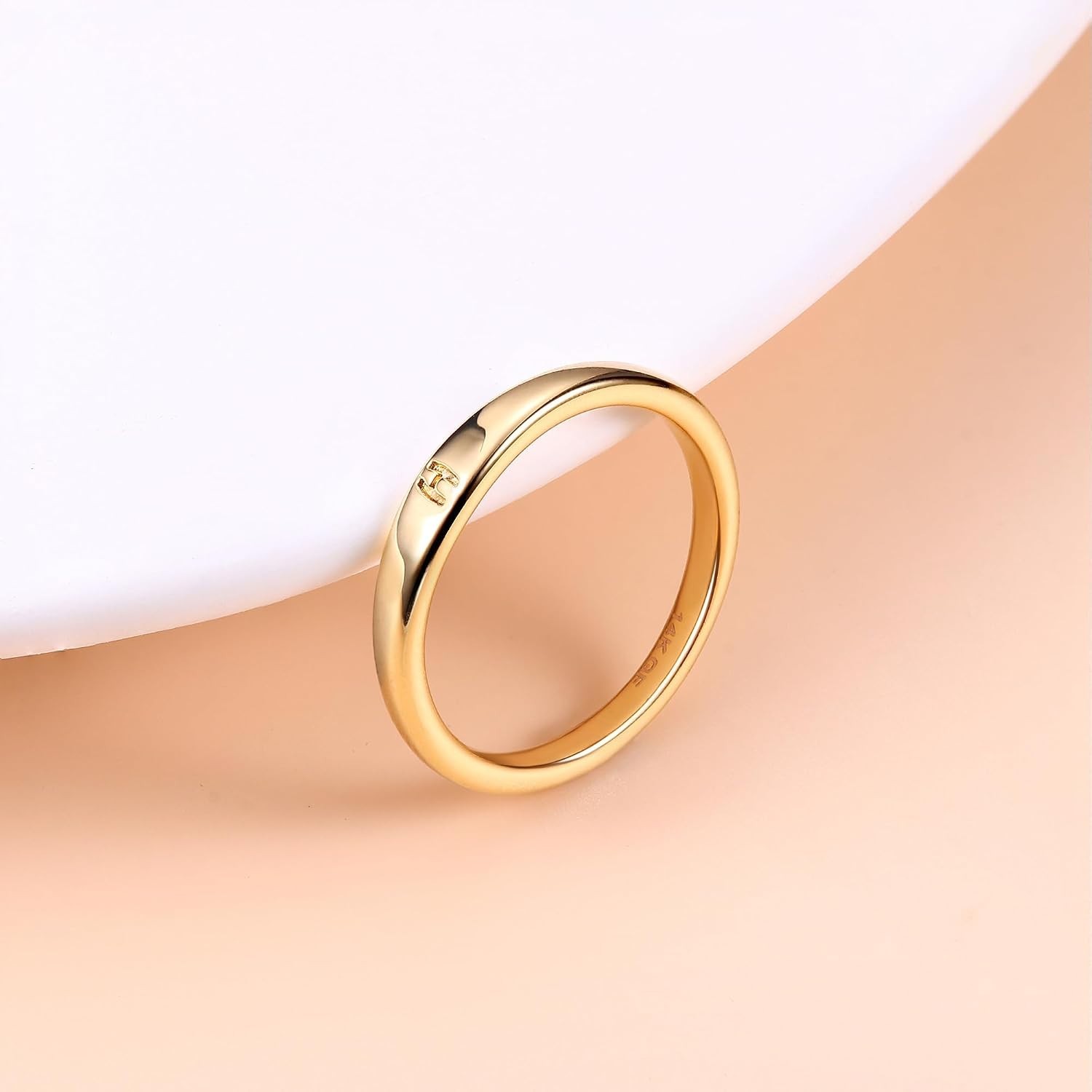 Gold Filled Initial Rings for Women 14K Gold Signet Rings Dainty Gold Ring Ta…