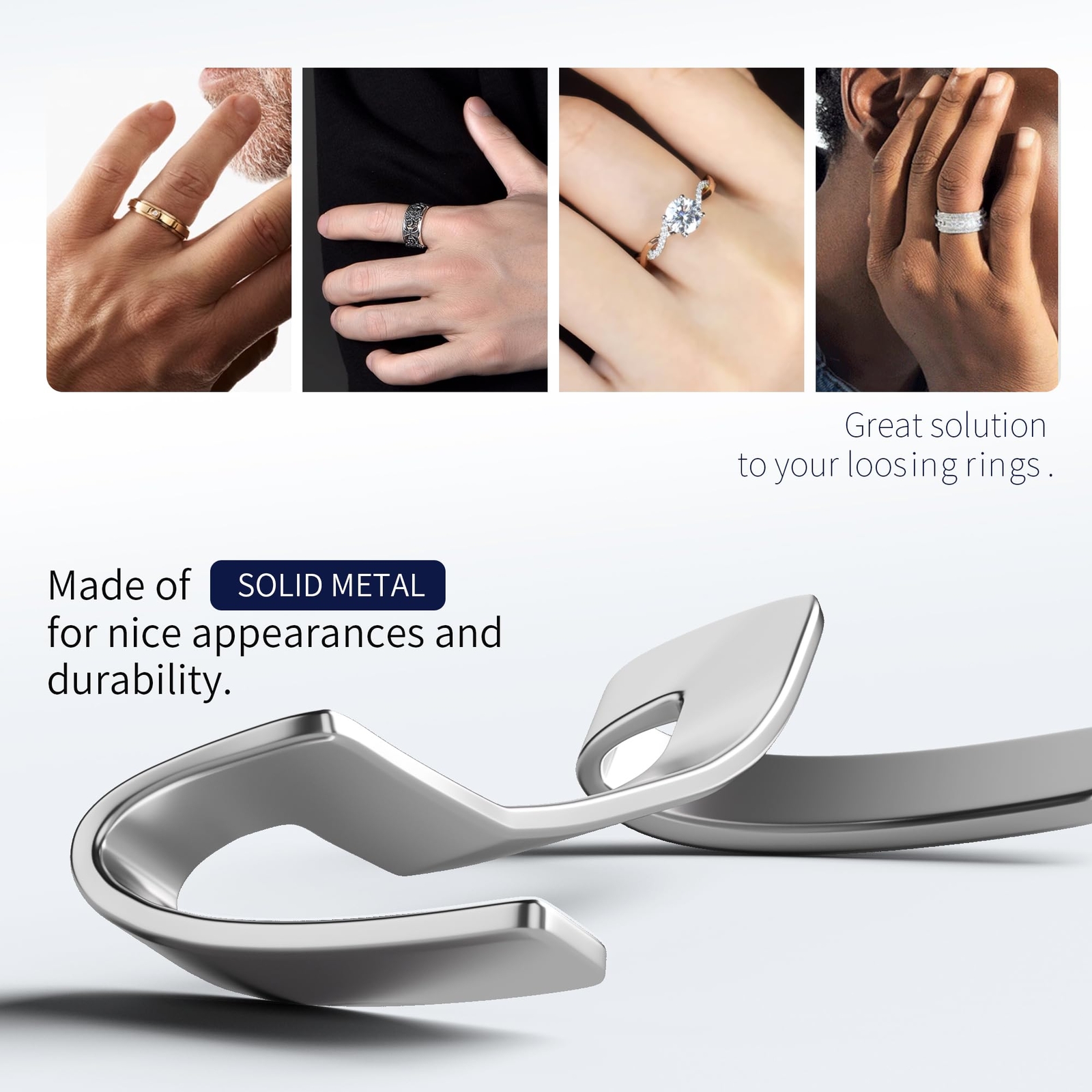 12 Pack Filled Metal Ring Guard,Invisible Ring Size Adjuster Set