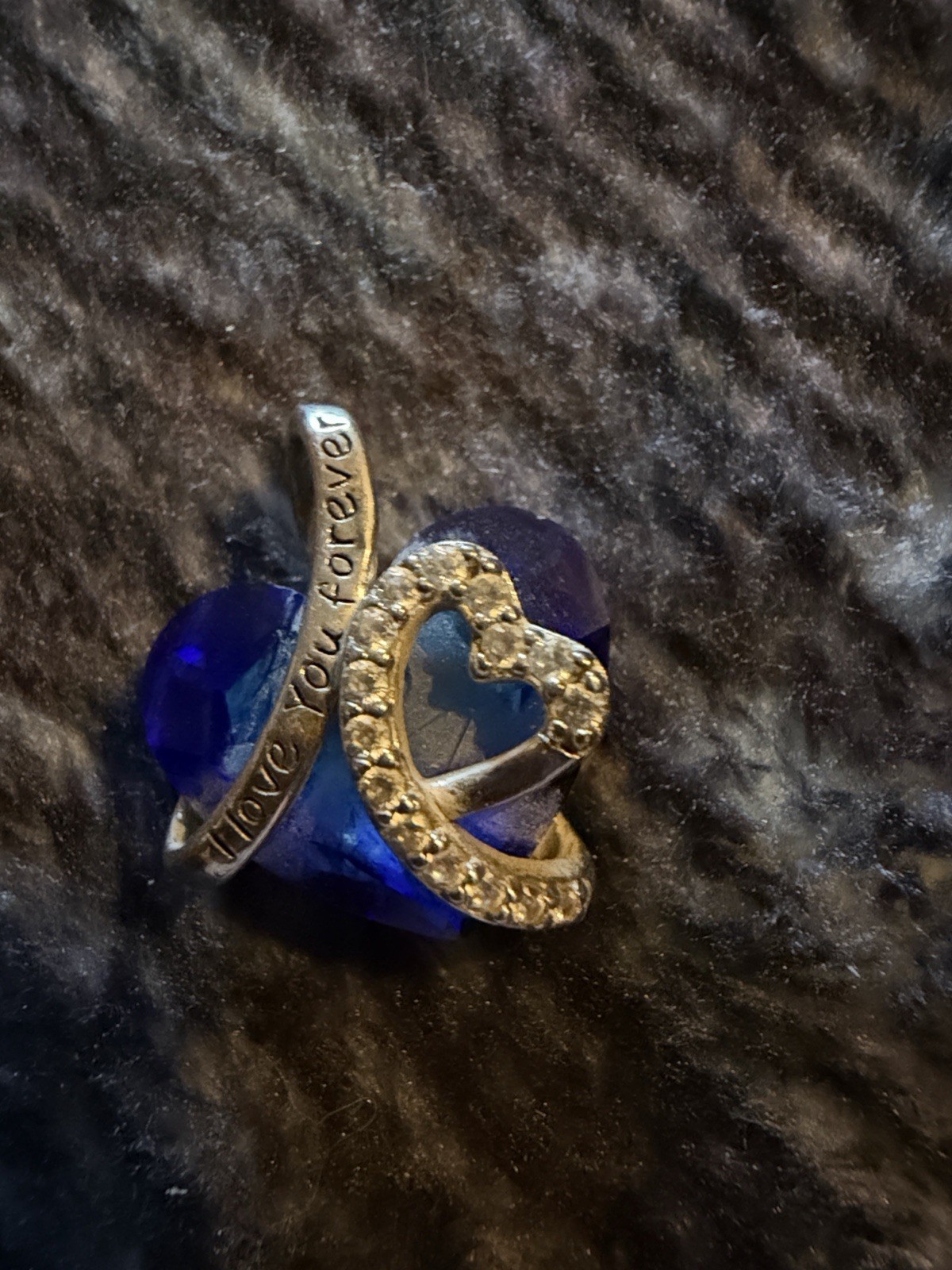 This Silver Heart Pendant Features Blue Crystals and I Love You Forever Necklace