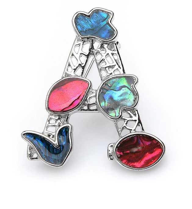 Wuli&baby New Design Natural Shell Letter A Brooches Women Men’s Party Brooch