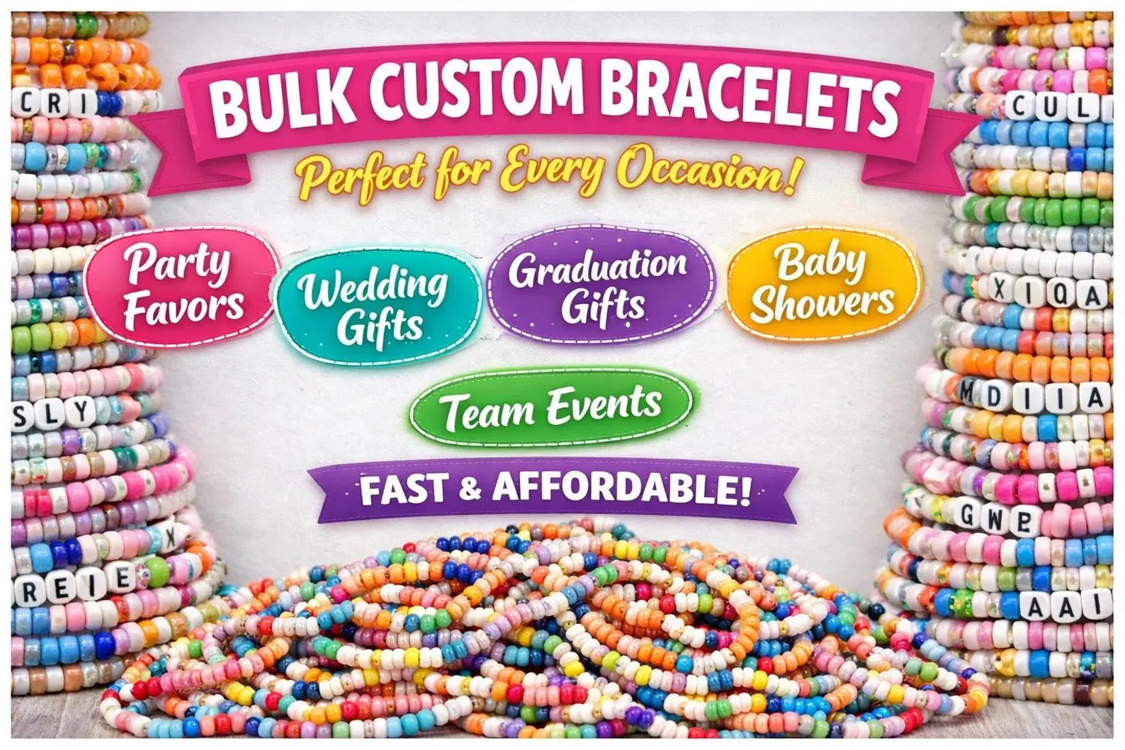 Wholesale Bulk Lot Friendship Bracelets Beaded Assorted Party Favors