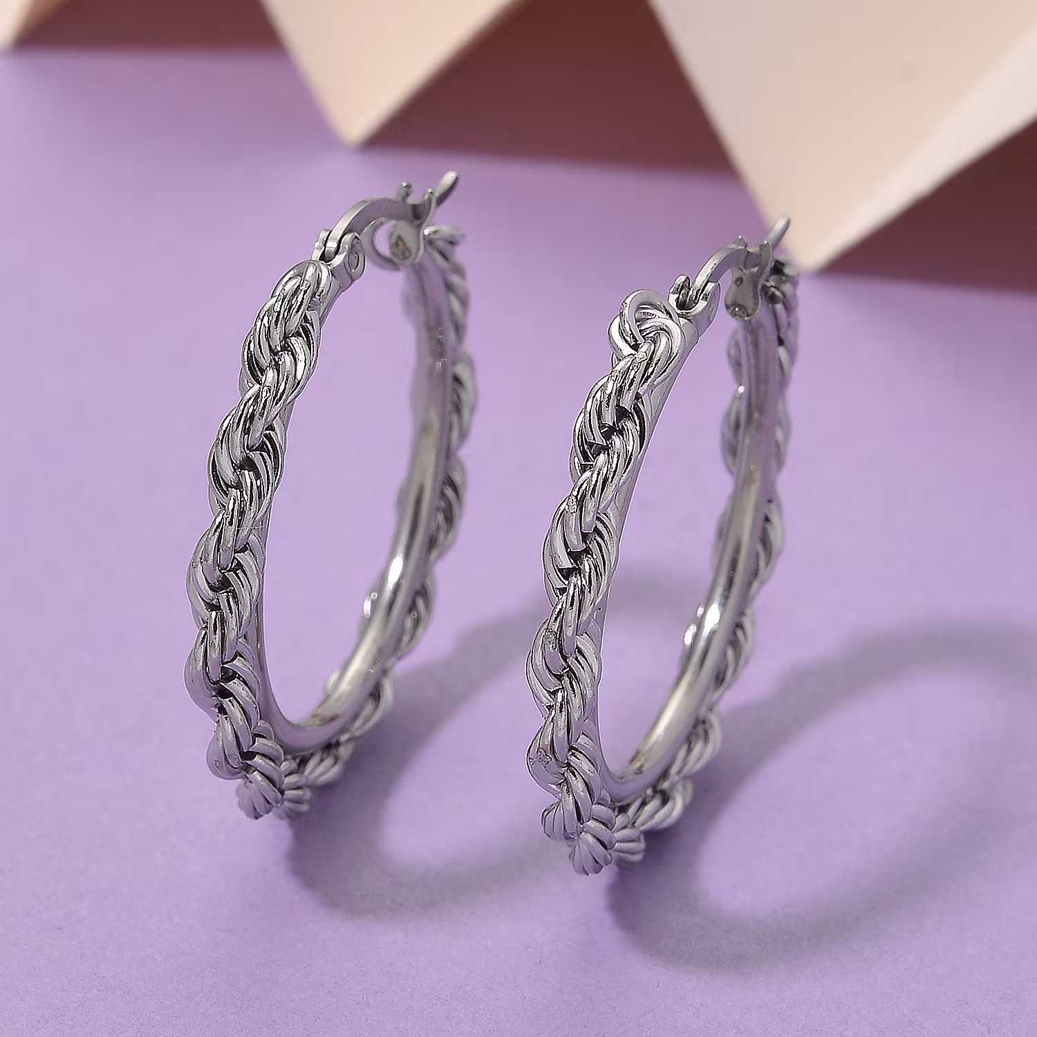 Shop LC Rope Chain Hoop Earrings in Stainless Steel