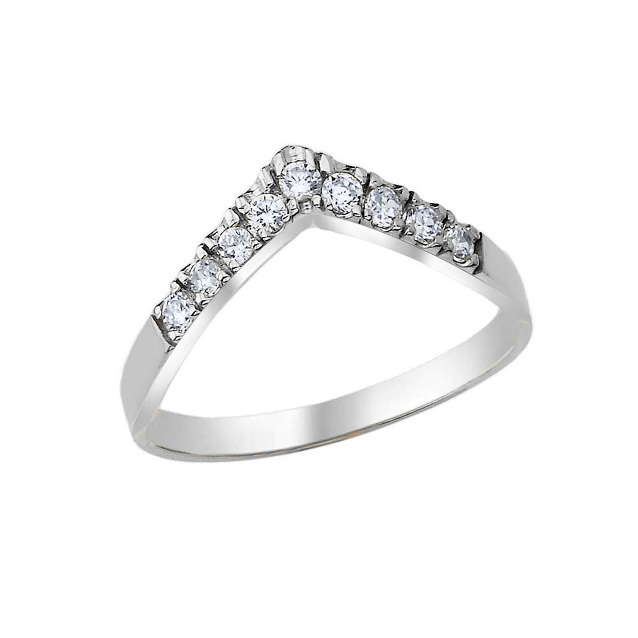 Pave Set Chevron Ring with CZ in Gold (Available in Yellow/Rose/White Gold)