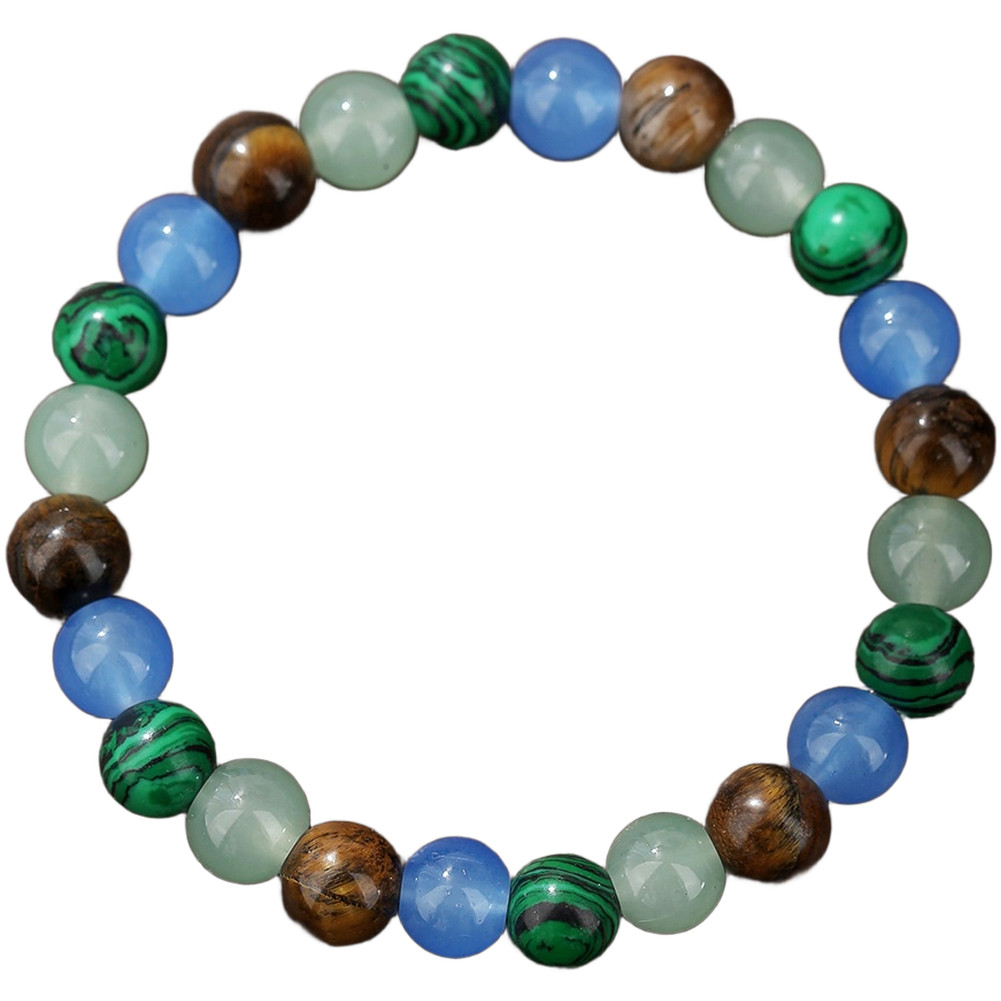8mm Round Stone Bead Bracelet Natural Material Hand Strung Unisex 18.5cm 19.5cm