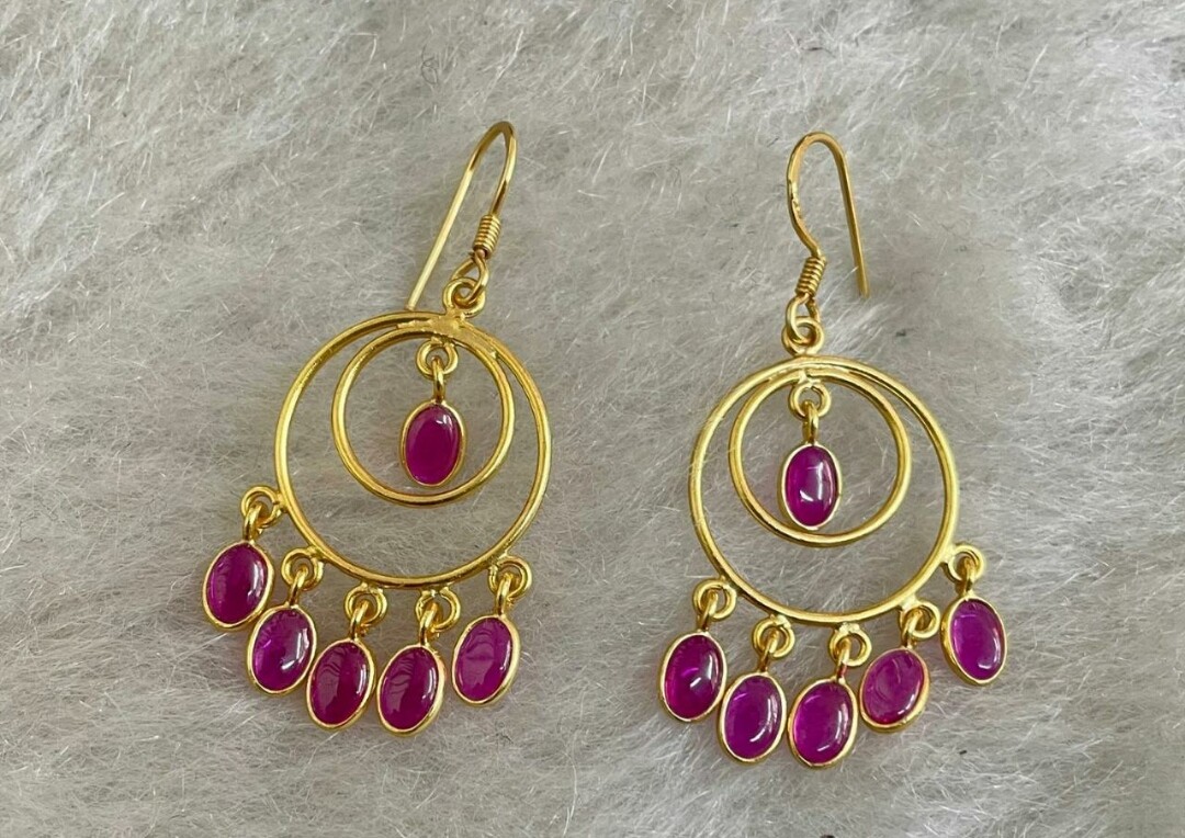 925 Sterling Silver Gold Plated Very Light Weight Earrings Anniversary Gift