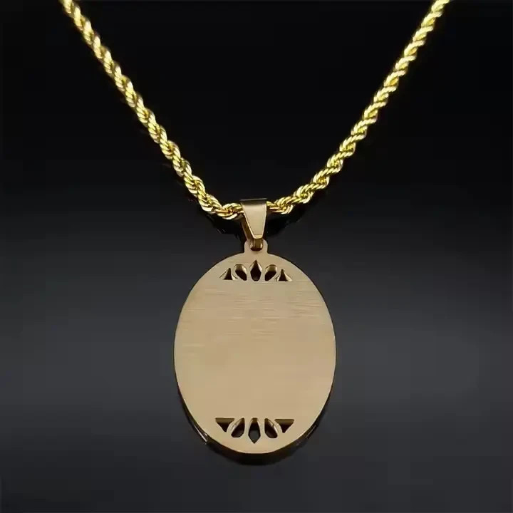 Allah Necklace 18K Gold Silver Muslim Pendant Men Islamic Jewelry Arabic Women