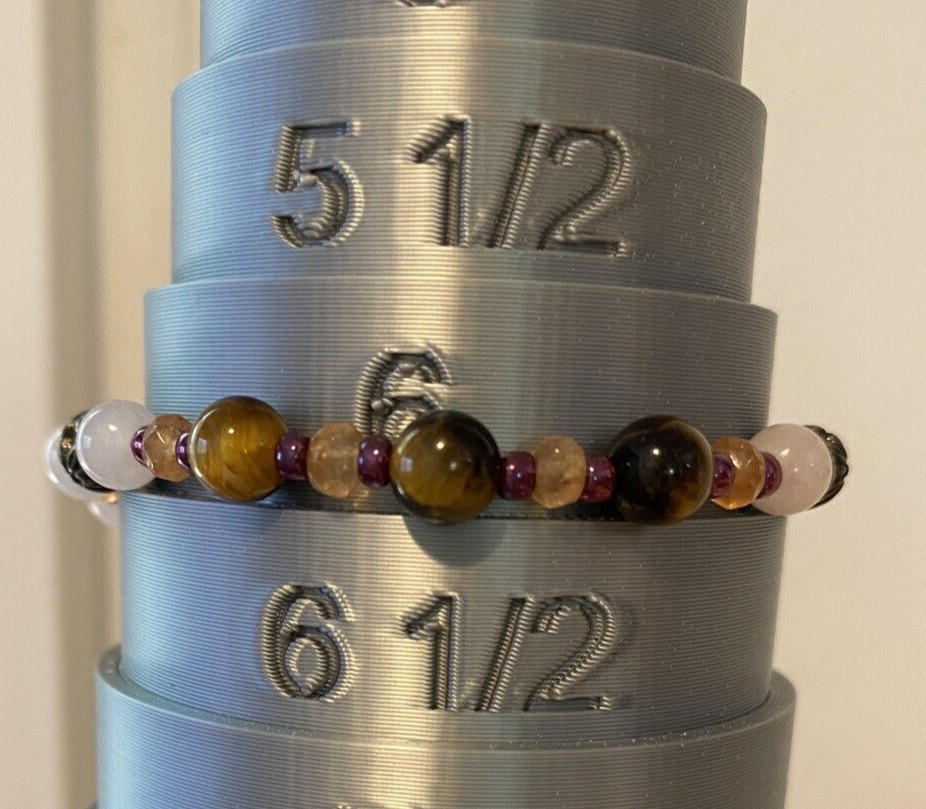 Women’s Tiger’s Eye & Rose Quartz Bracelet w/Jade. 6 in. Toggle Closure.