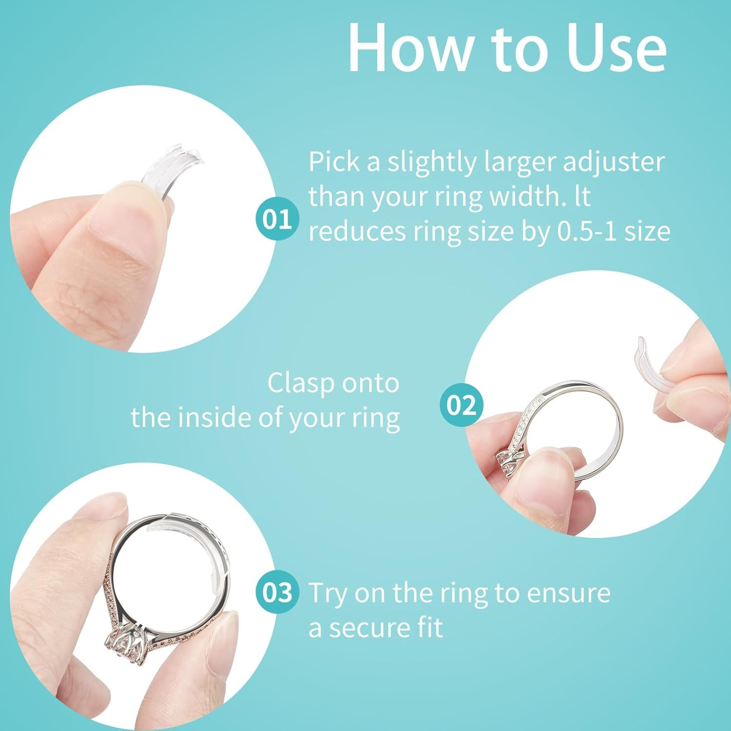 Ring Sizers for Loose Rings, 8 Pack 8 Sizes, Ring Size Adjuster, Invisible Ring