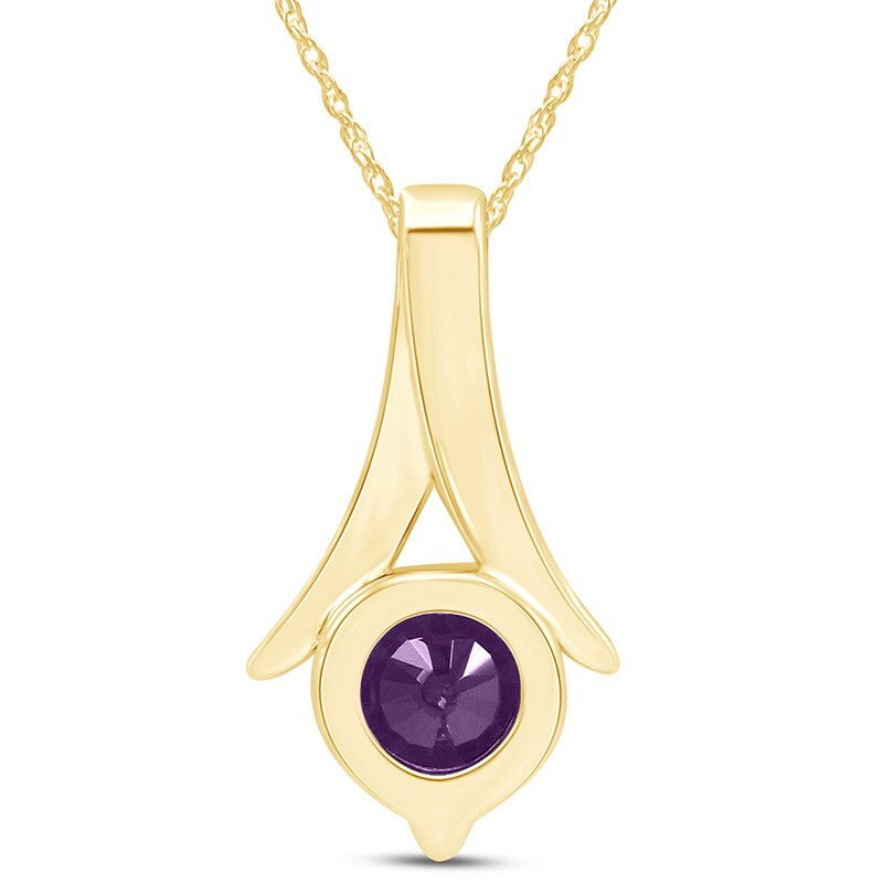 Solitaire Necklace & Earrings Set Simulated Amethyst 18″ Chain Sterling Silver