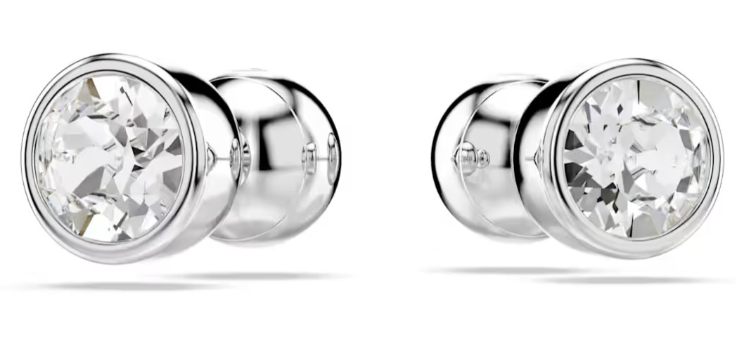 Stunning Swarovski Imber 5696073 White Crystal Round Stud Earrings Rhodium Women