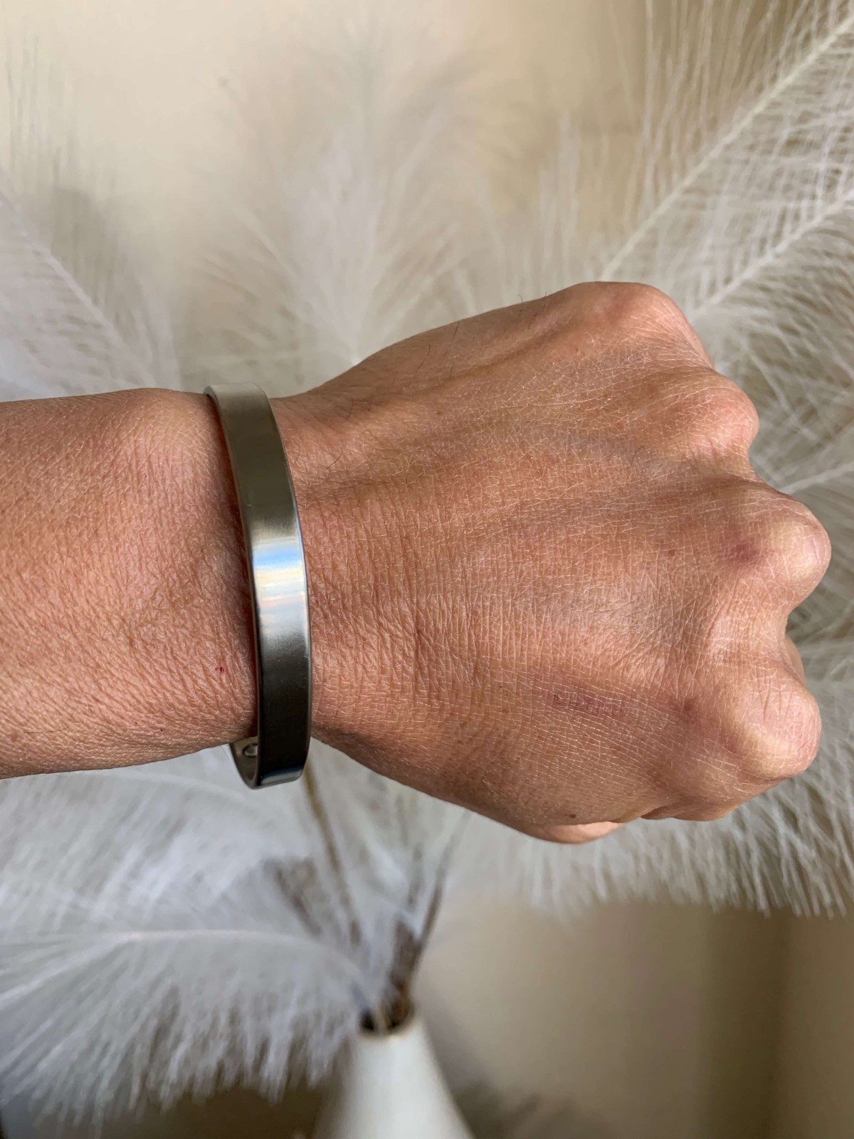 Silver Titanium Magnetic Bracelet Cuff 10 Magnets Arthritis Pain Energy Balance