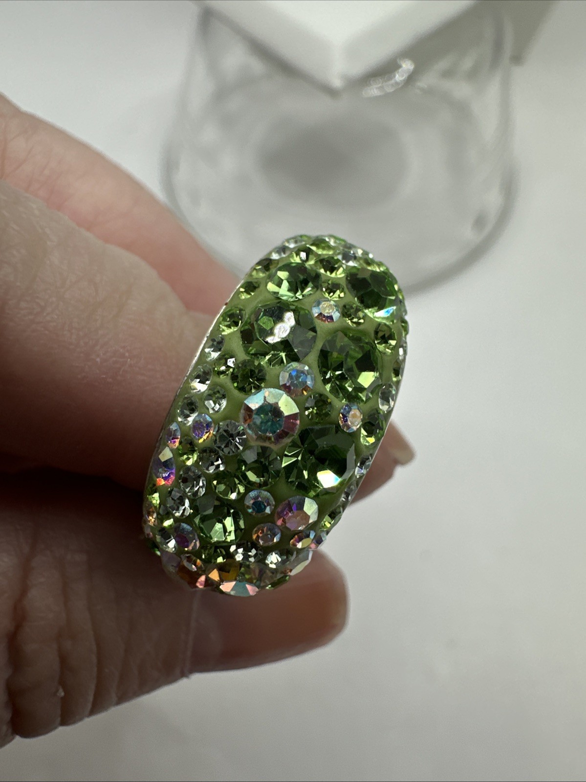 Silver Tone Jacmel JCM Brass Crystal Domed Pave Pageant Ring Sz 8