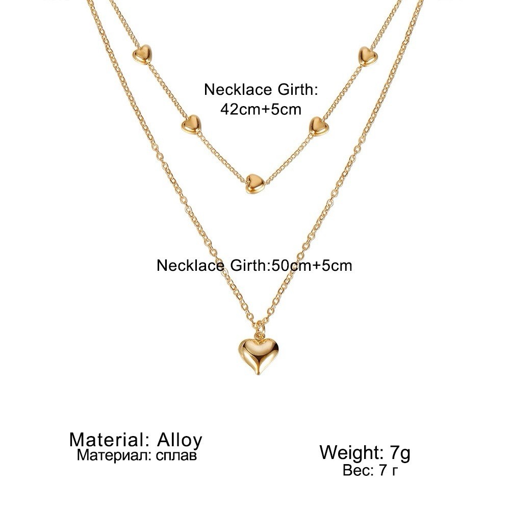 Dainty Layered Heart Necklace Gold Plated Multilayer Pendant Choker Gift