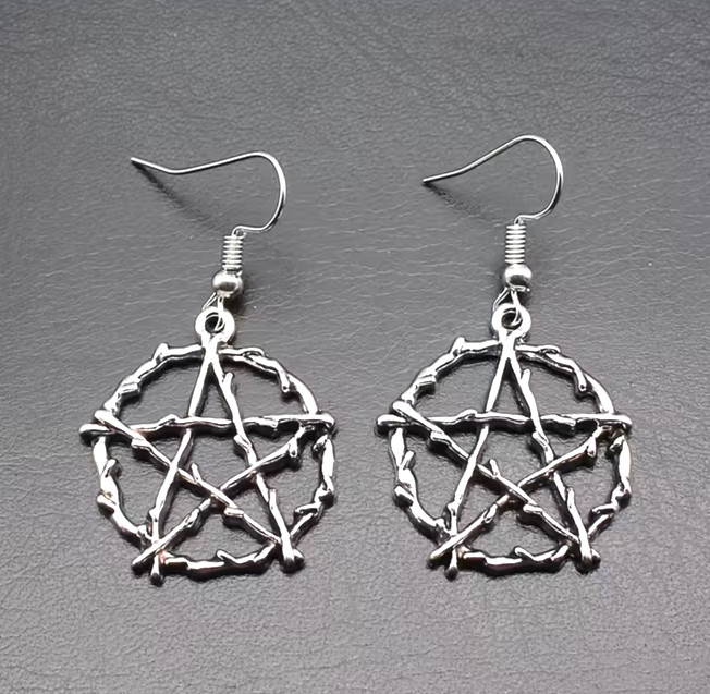 New Gothic Punk Zinc Alloy Pentagram Dangle Earrings