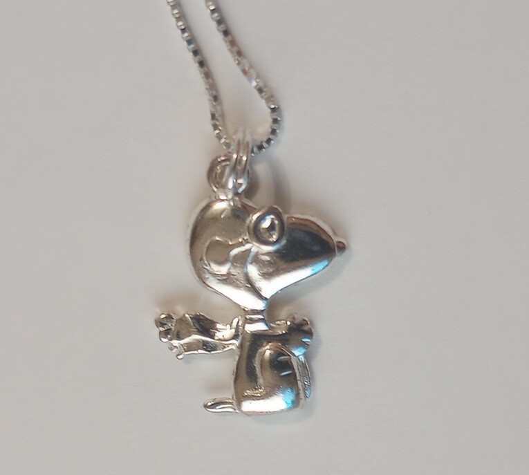 .925 Sterling Silver Necklace With Plated Peanuts Snoopy Fighter Ace Pendant