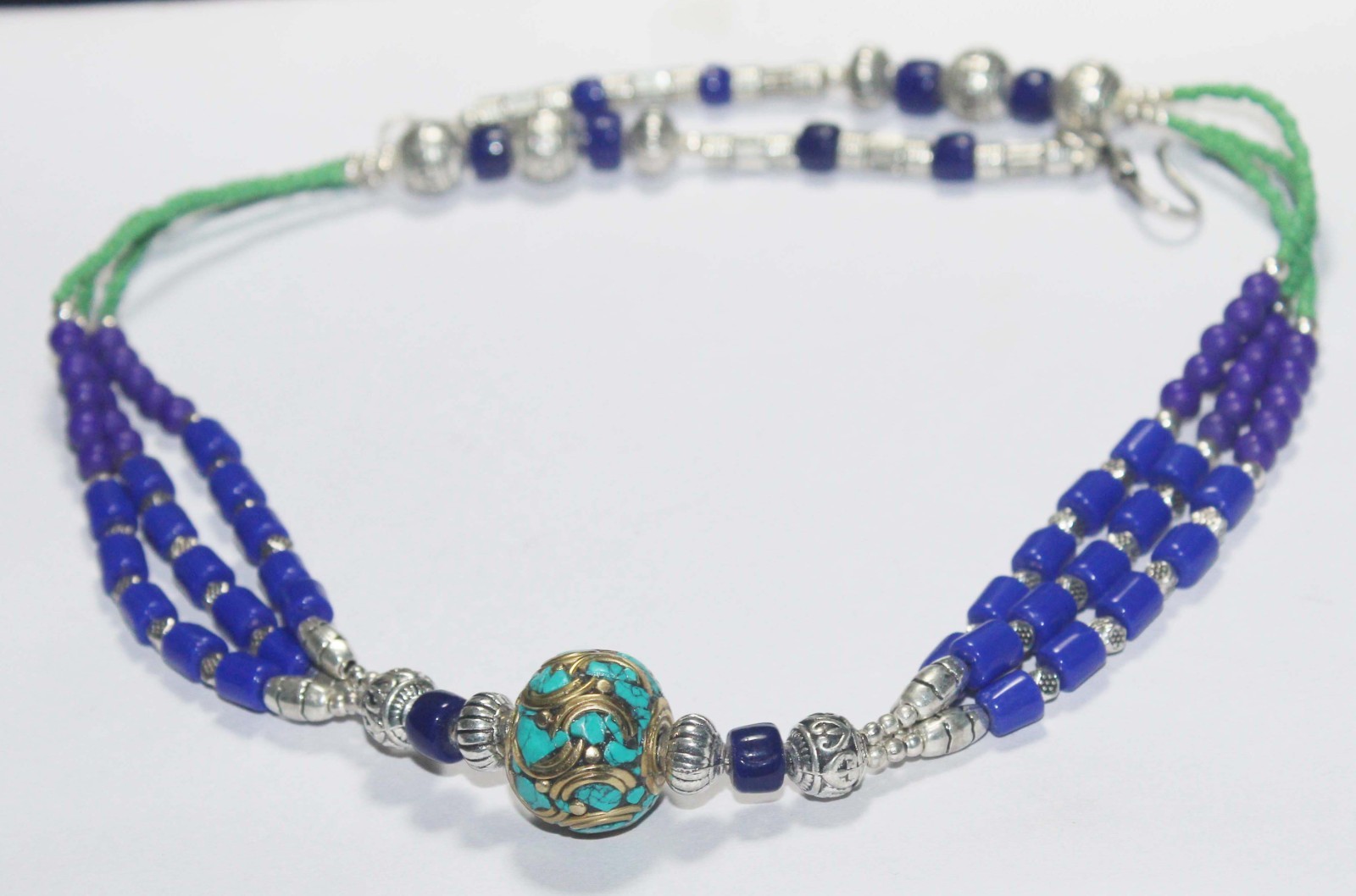 Tibetan Turquoise Lapis Lazuli Gemstone Handmade Nepali Necklace size 18 Inches