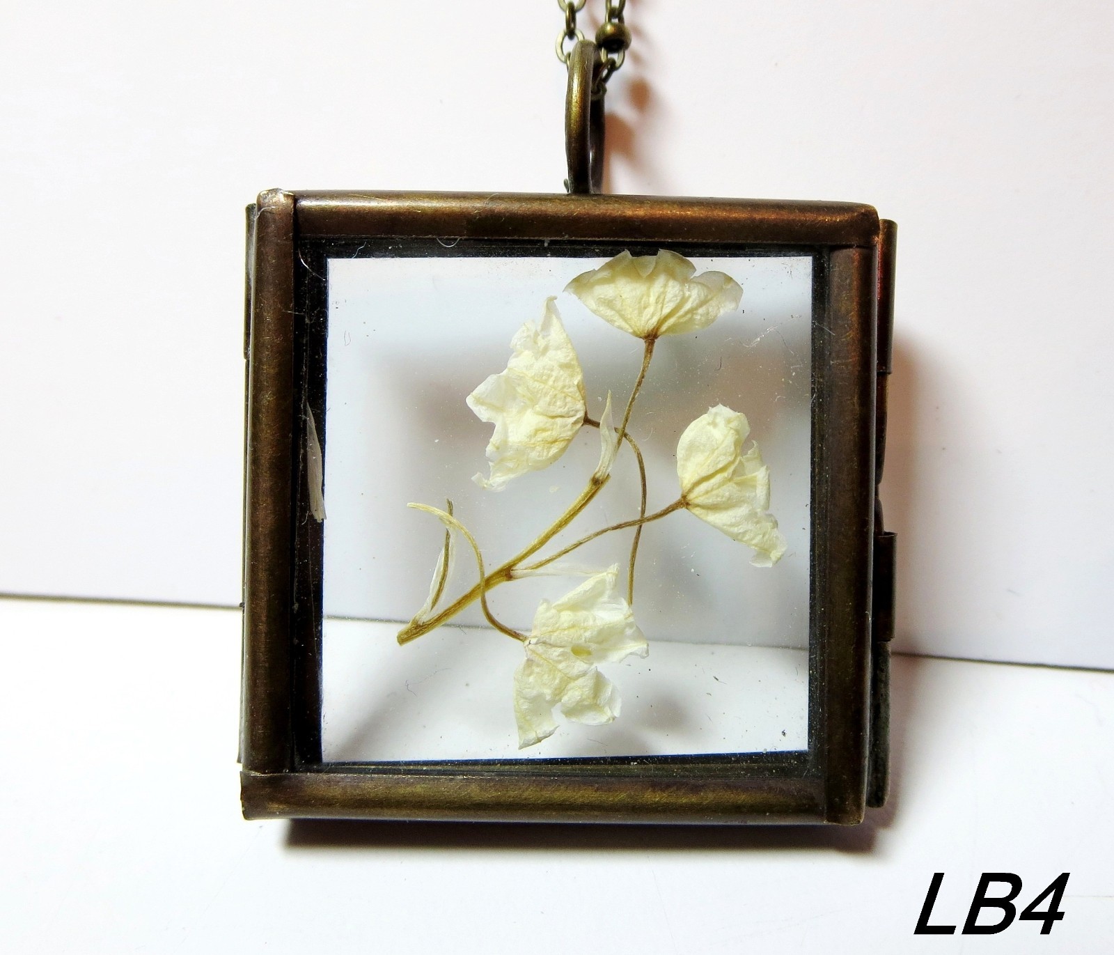 Pressed white Flower necklace Lily of the valley pendant necklace wedding gift