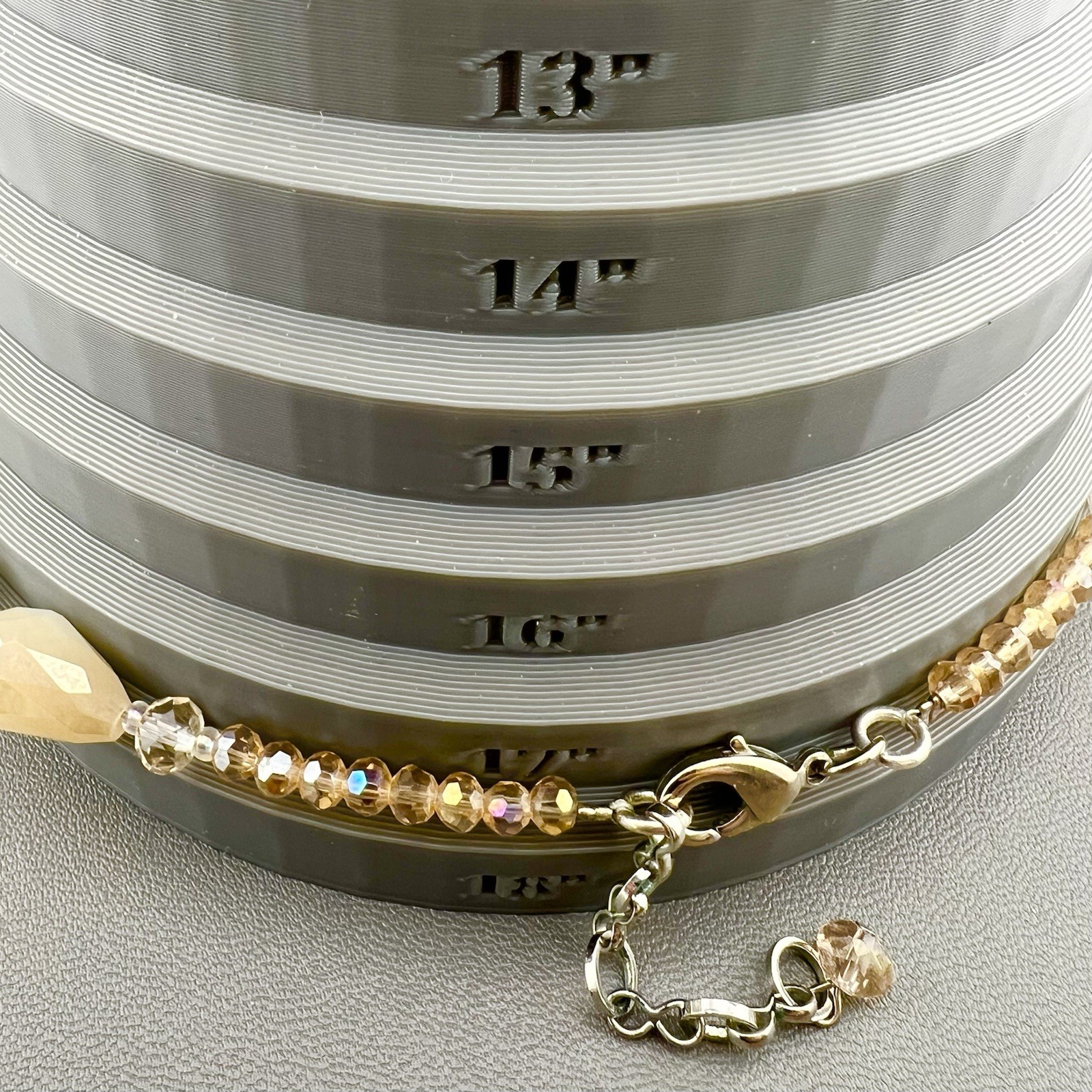 Pearl Statement Necklace Glass Beaded Bib Peach Pink 17”