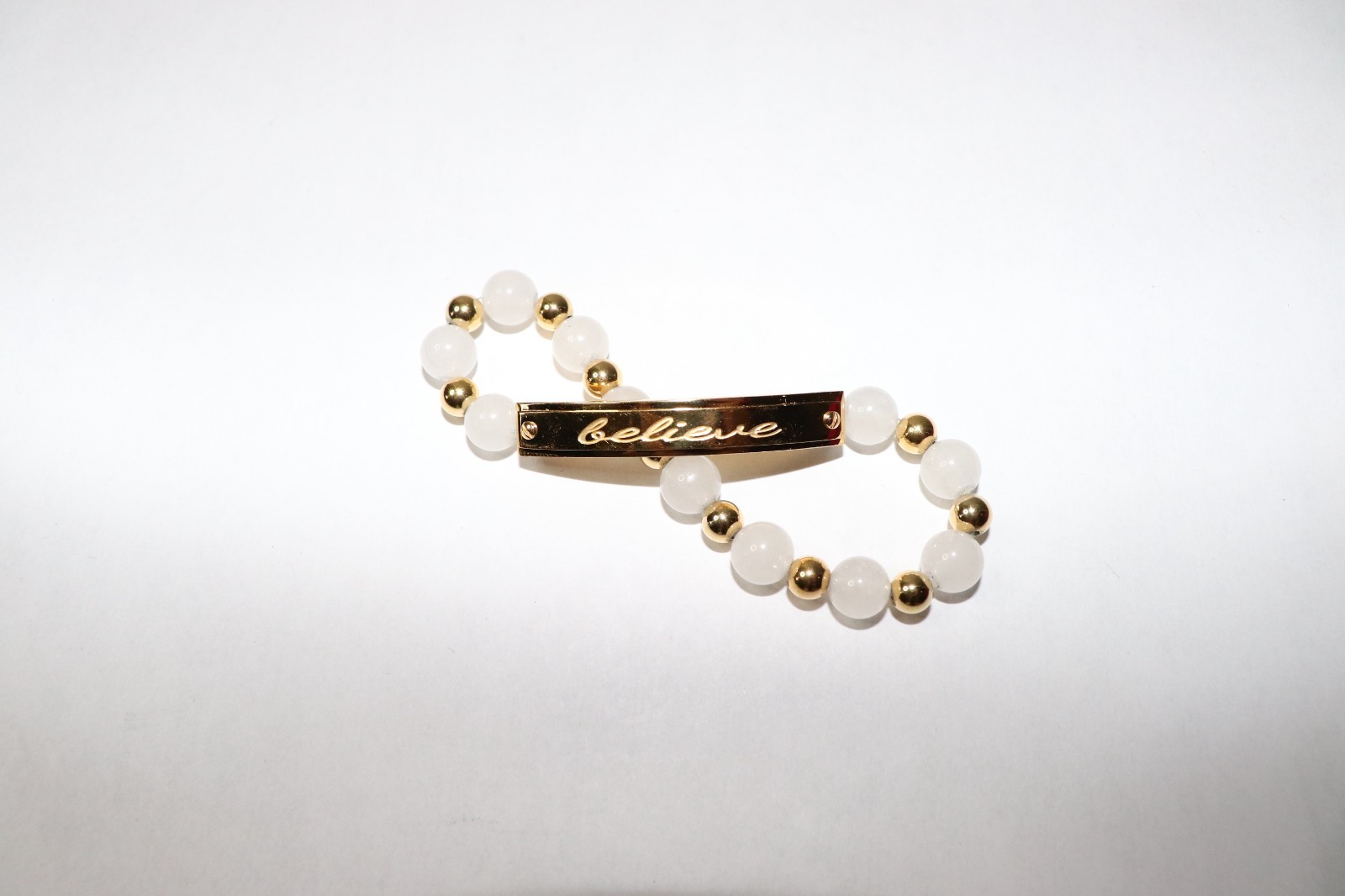 Rustic Cuff Clear/White Beaded Bracelet