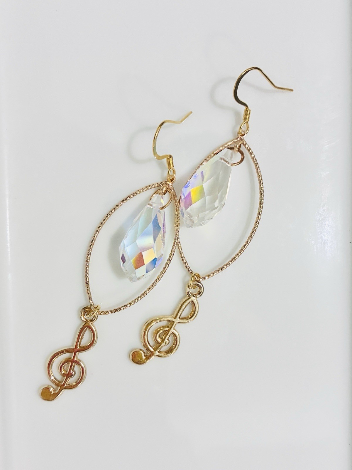 Treble Cliff, Music, Earrings, Crystal Drop, Charm, High Quality, Musician
