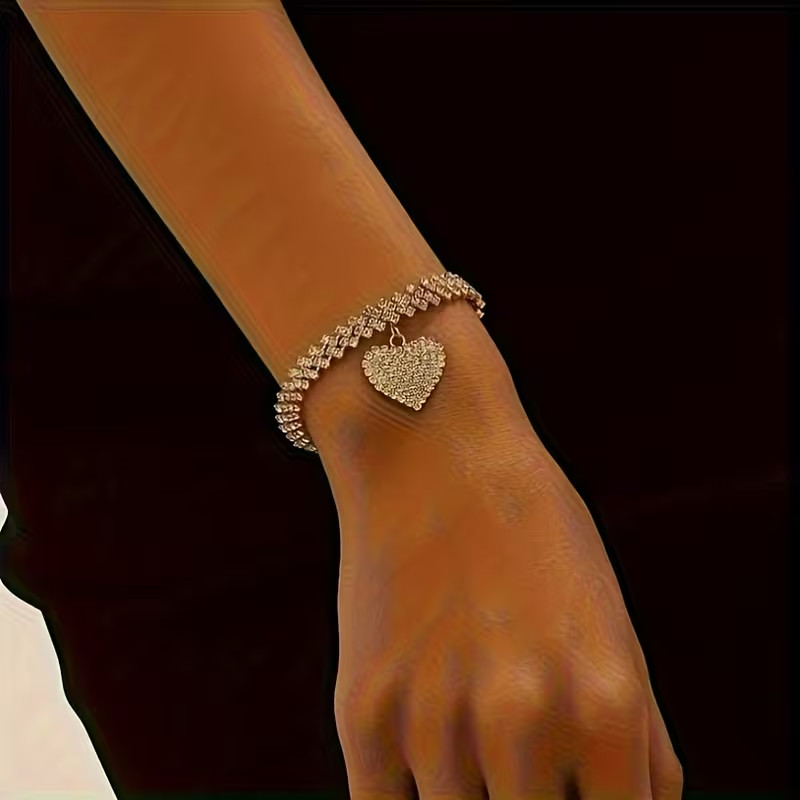 Tennis Bracelet Heart Pendant Cut Sapphire Women Silver 925 7.5-11 in adjustable