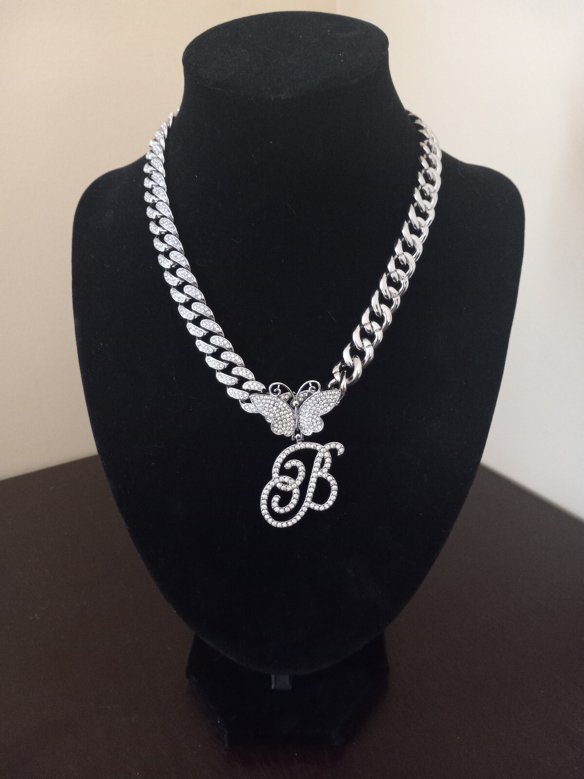 Women’s Hip Hop Necklace – 18″ Butterfly Initial “B” Street Credz Collection