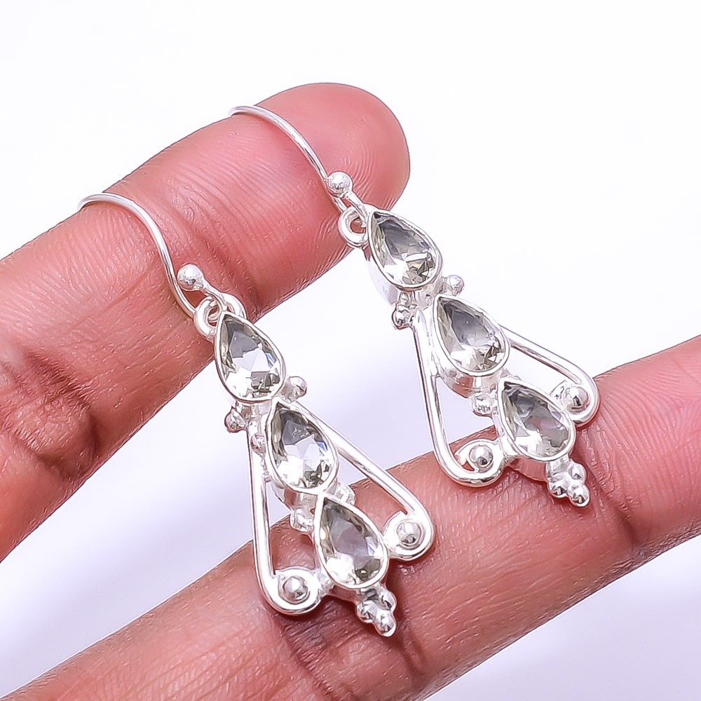 Smokey Multi Collet 925 Sterling Silver Earring 1.95″ E27, Christmas Gift