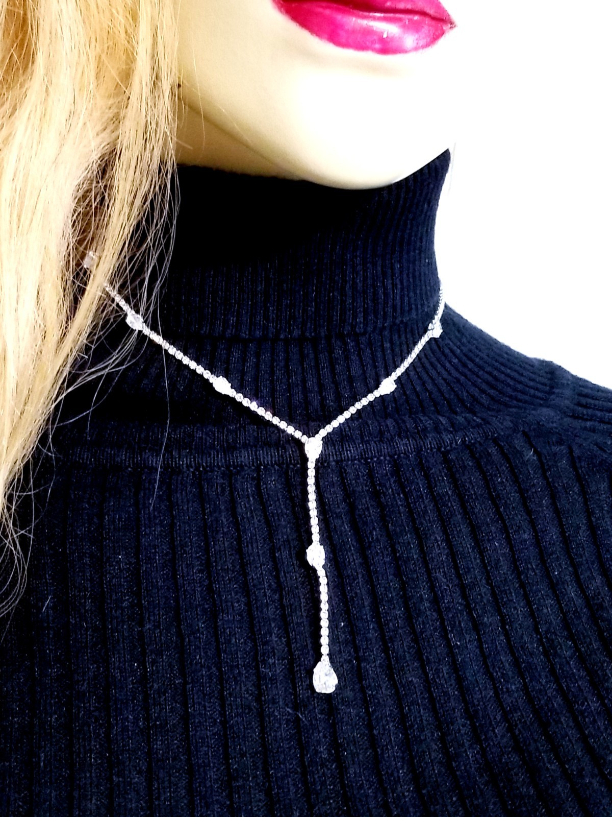 Gold Silver Tone Necklace Choker Lariat Austrian Crystal Rhinestone Bridal