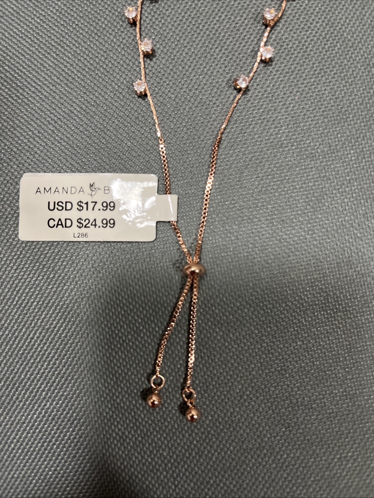 Amanda Blu Rose Gold CZ Droplet Adjustable Bracelet