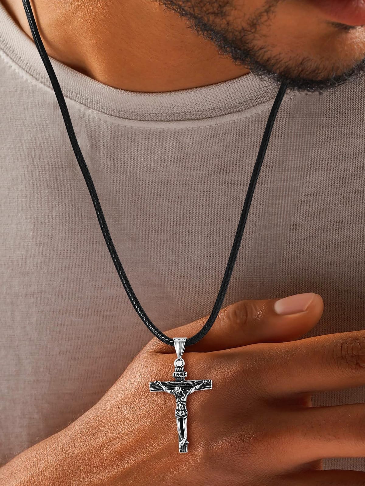 Customizable Leather Necklace Cord with Waterproof Woven Wax Rope Chain, 16″-30