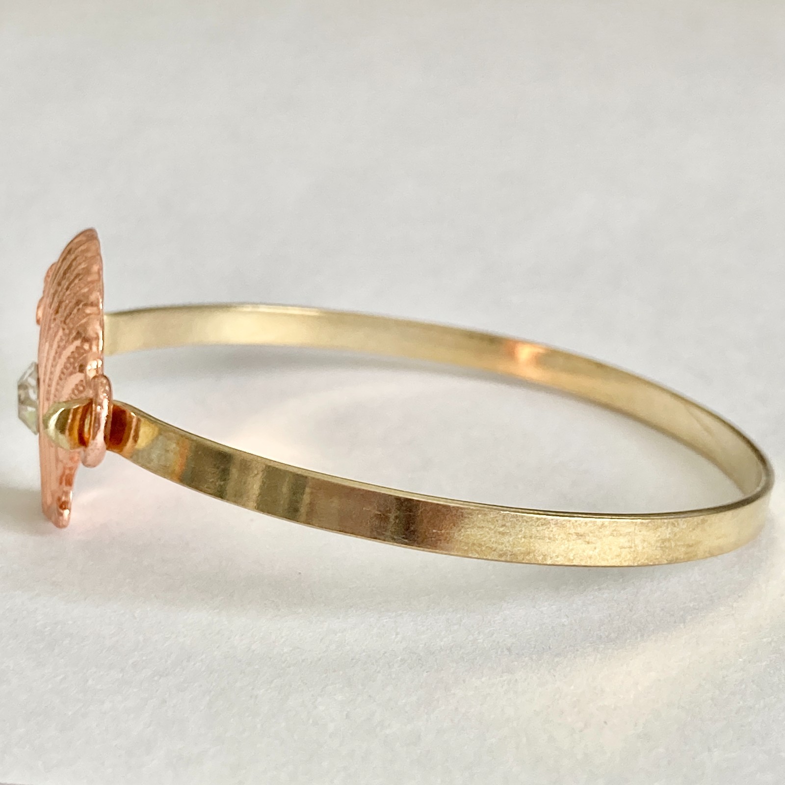 Scallop Sea Shell Bracelet Bangle Nautical Island Beach 7.5″ Gold Plated Crystal