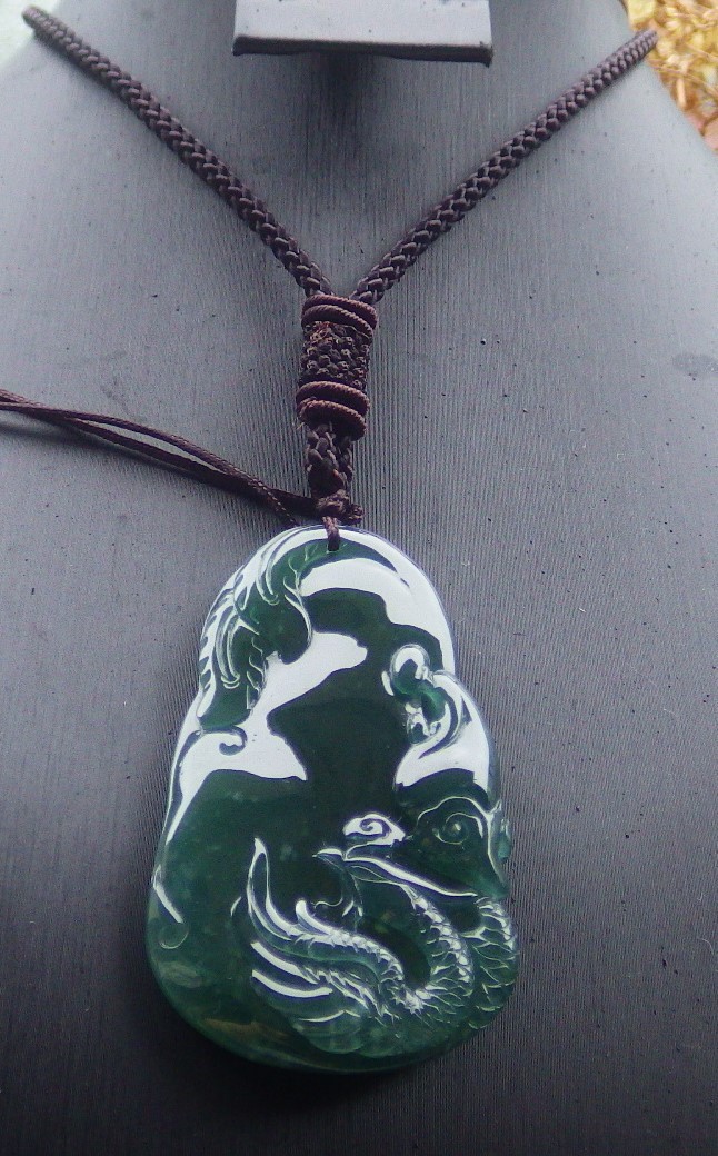 Video Certified Green Natural A Jade jadeite Pendant Phoenix 凤凰 132961