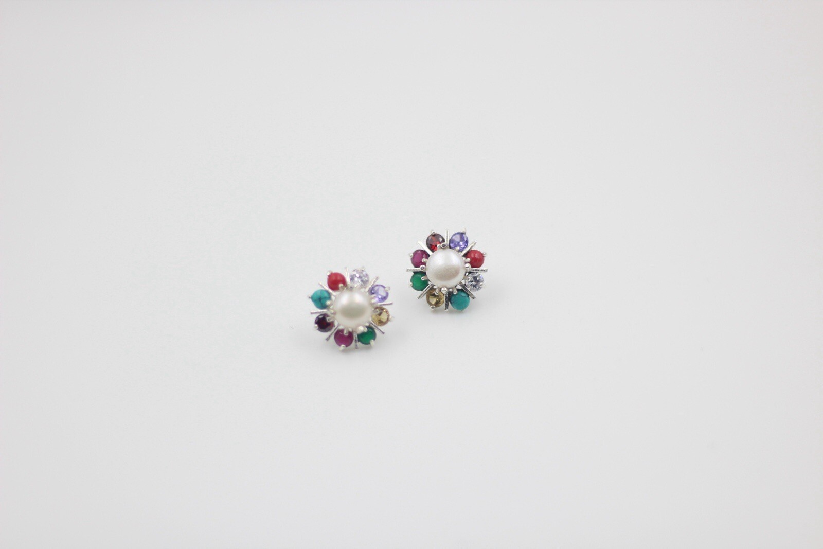 Stud Navratan Earring , Perfect gift for her , Cultural earring , free shipping