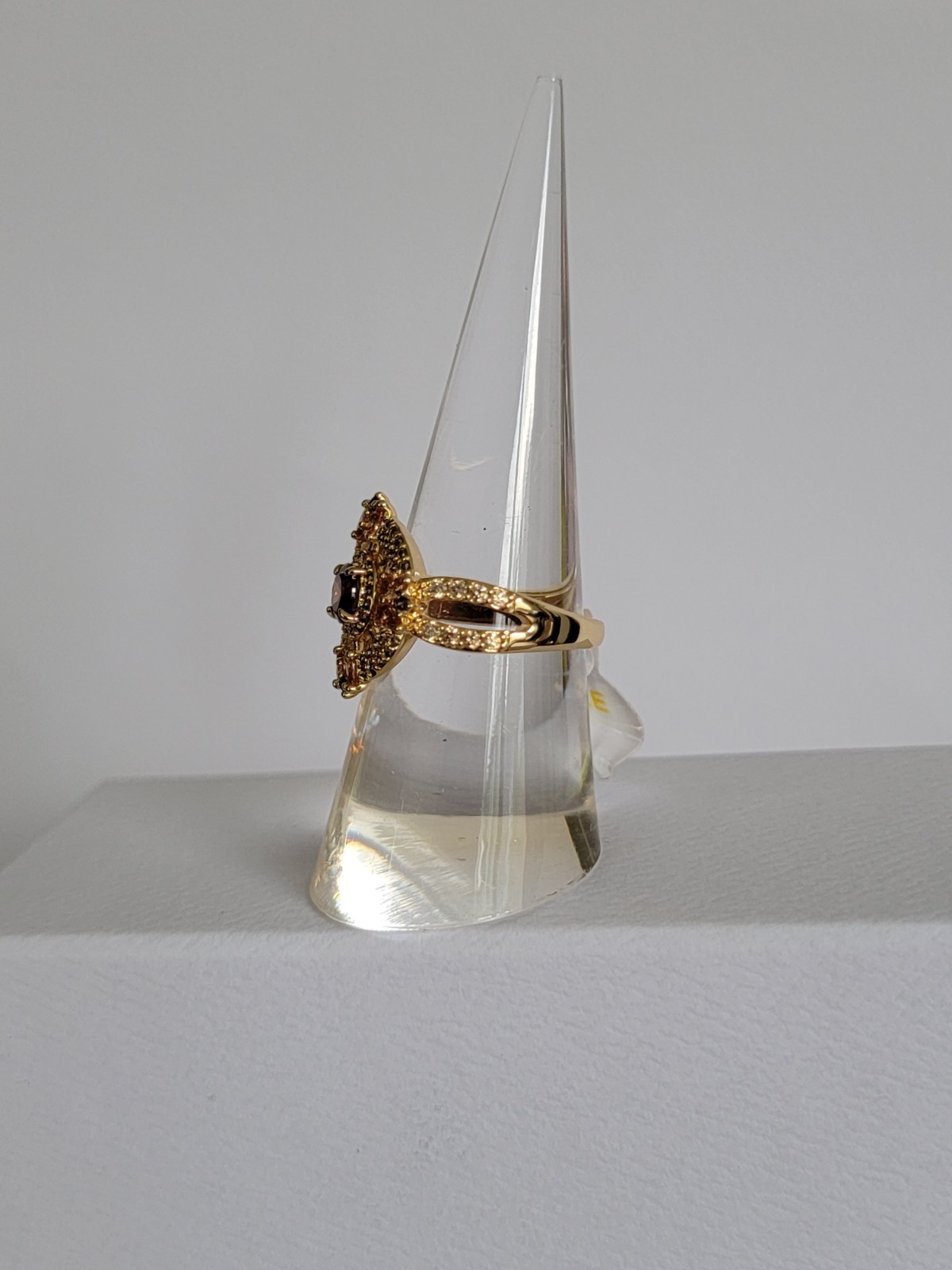 Bomb Party OG Size 7 “The Annalise Ring” Dark Brown Tourmaline CZ, Gold Plating