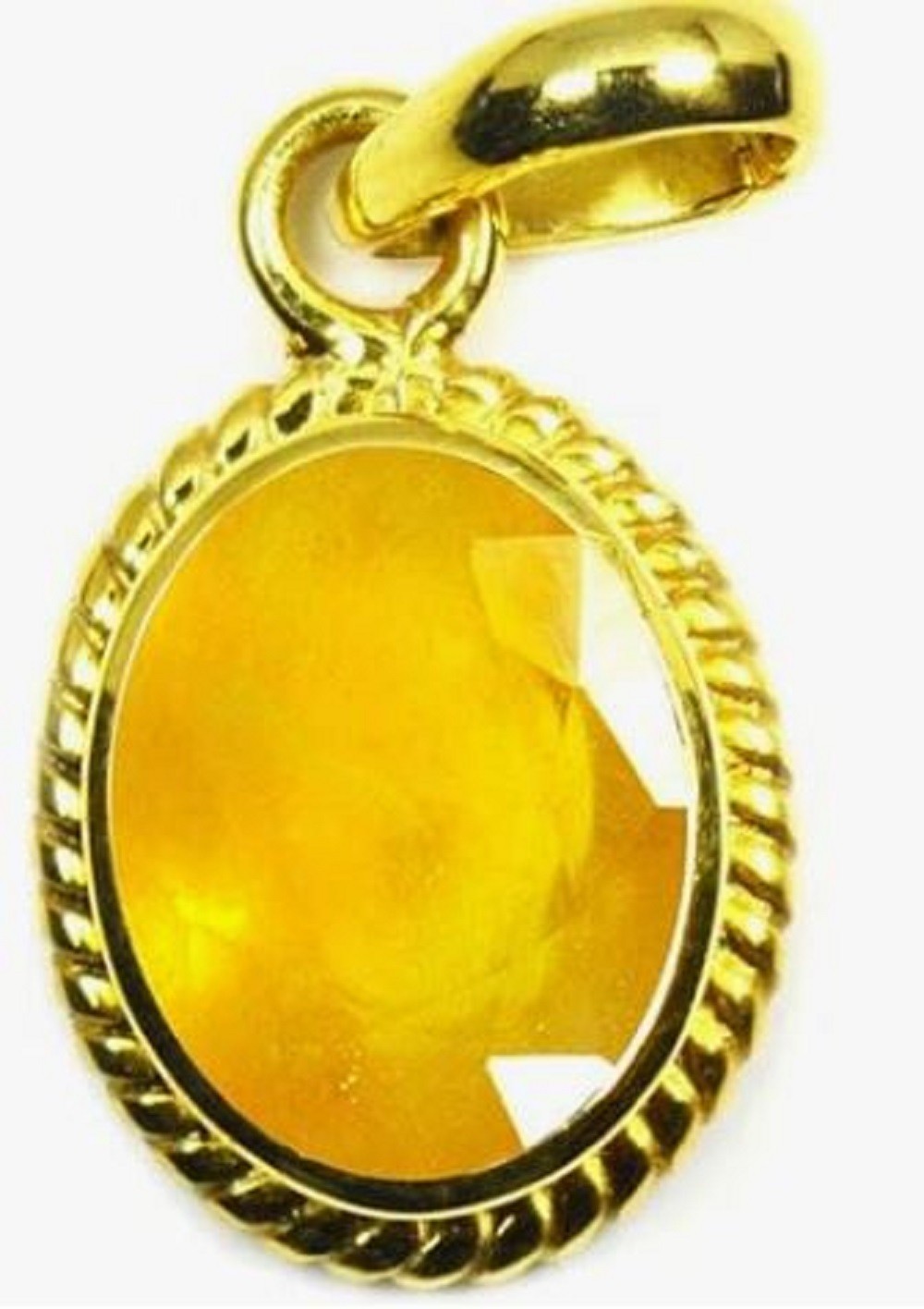 5.50 Carat Yellow Sapphire Gemstone Handmade Punchdhatu Pendant