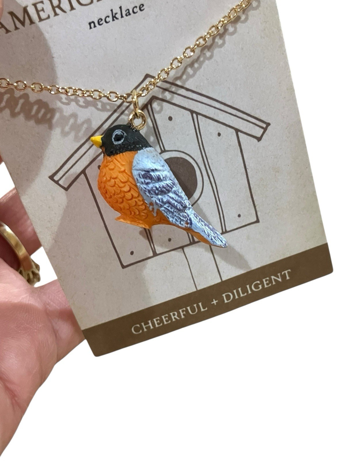 3D Bird Robin Necklace 18” Chain Gift For Her