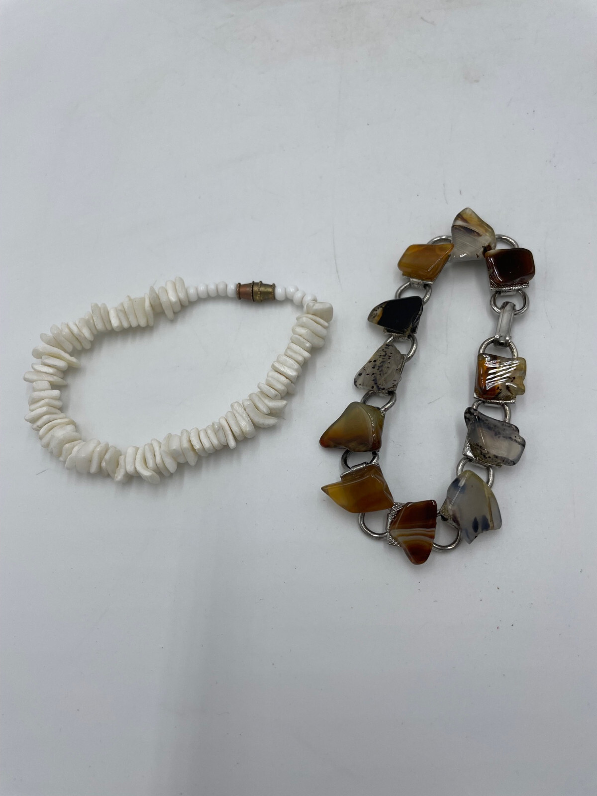 Vintage Lot of 6 Fashion Bracelets Metal Shell Stone Leather