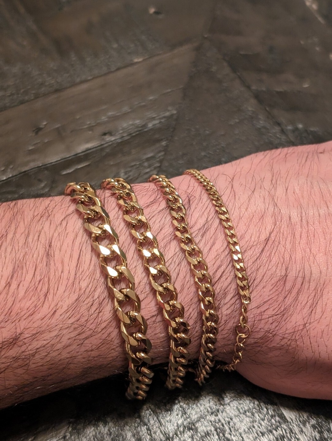 4/5/7/8MM Width Bracelets Stainless Steel Classic Cuban Chain Gold Plated Unisex