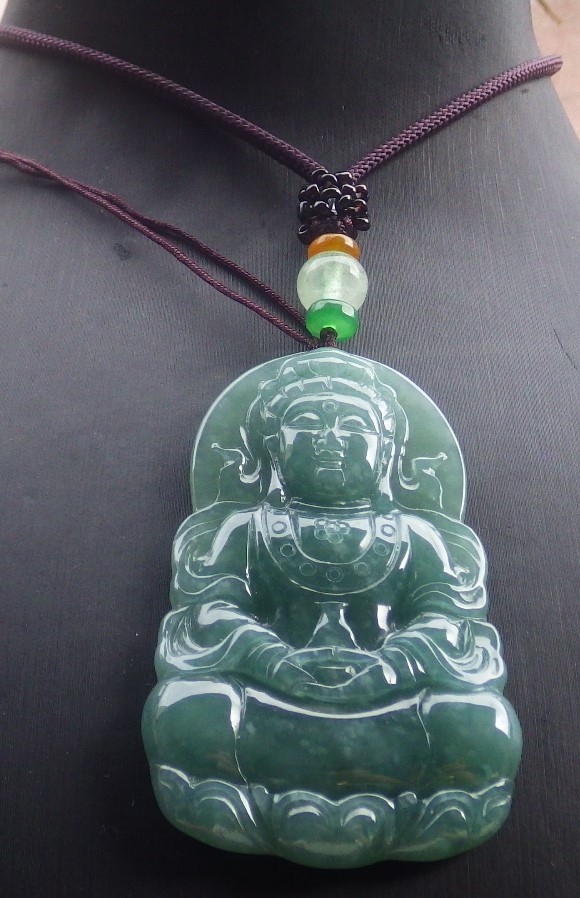 Video Certified Natural A Jade jadeite pendant Guanyin Kwan yin 观音 419195 TS